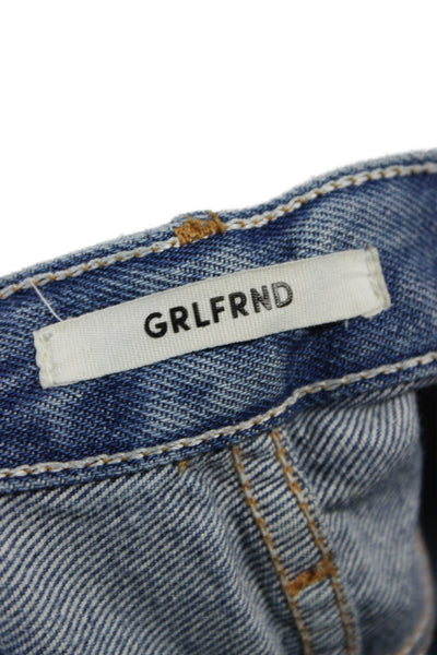 Grlfrnd Women Boyfriend Straight Blue Jeans Mid Rise Button Fly Size 26