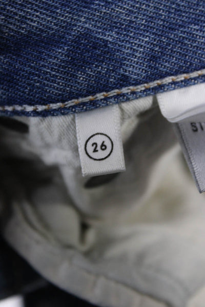 Grlfrnd Women Boyfriend Straight Blue Jeans Mid Rise Button Fly Size 26
