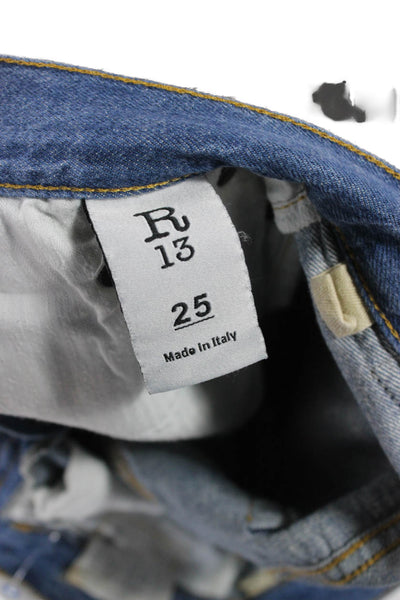 R13 Women Cropped Boyfriend Jeans Blue Denim Size 25