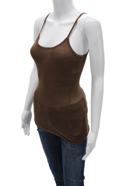 C&C California Women Brown Cotton Camisole Round Neck Sleeveless Size XS