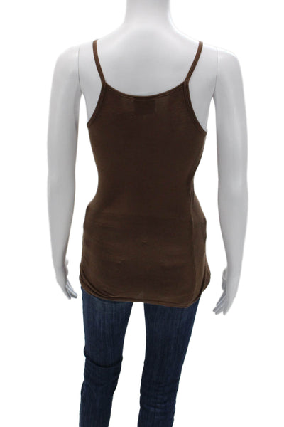 C&C California Women Brown Cotton Camisole Round Neck Sleeveless Size XS