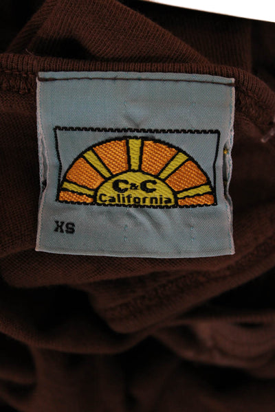 C&C California Women Brown Cotton Camisole Round Neck Sleeveless Size XS