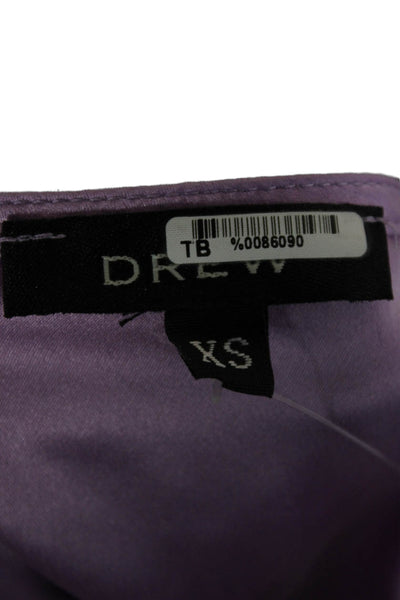 Drew Womens Basic Purple Blouse 3/4 Sleeve Round Neck Polyester Blend Size XS