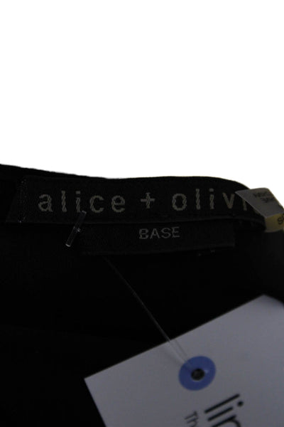 Alice + Olivia Womens Blouse Black Round Neck Short Sleeve Polyester Size XS