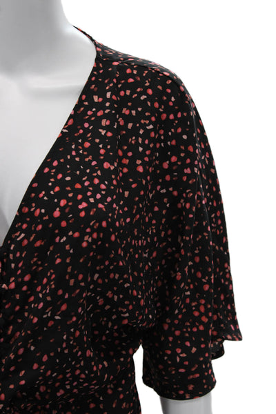 BB Dakota Women Spotted V-Neck Short Sleeve Jumpsuit Black Size XS
