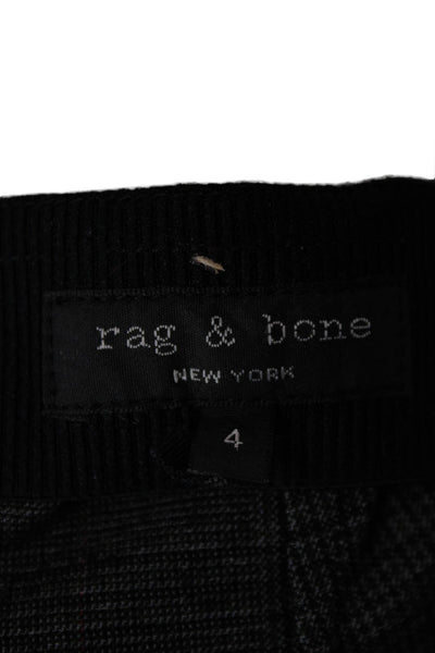 Rag & Bone Women Cropped Ankle Dress Pants Dark Gray Check Zip Size 4