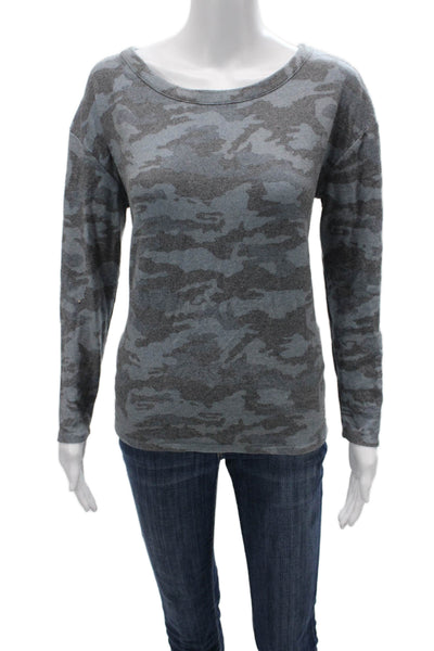 Chaser Womens Basic Camouflage Long Sleeve T-Shirt Dark Gray Size S