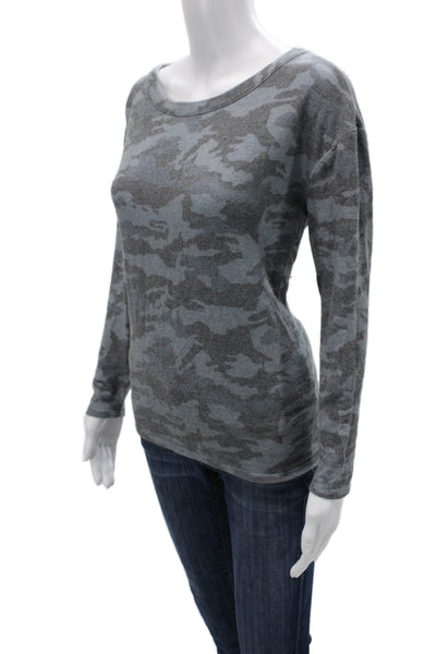Chaser Womens Basic Camouflage Long Sleeve T-Shirt Dark Gray Size S