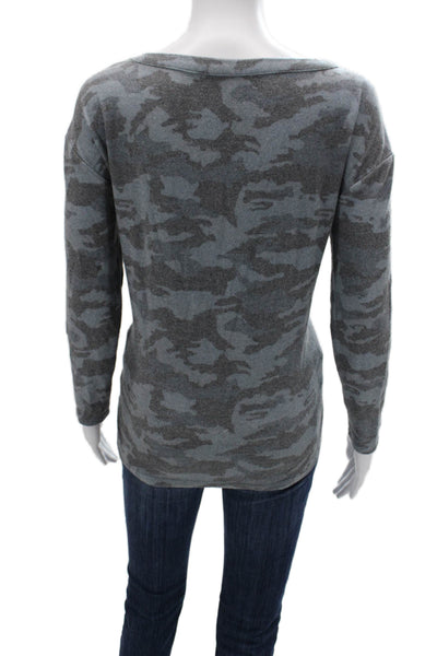 Chaser Womens Basic Camouflage Long Sleeve T-Shirt Dark Gray Size S