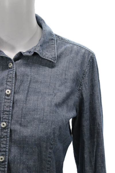 346 Brooks Brothers Women Collared Dark Blue Wool Long Sleeve Button-Up Size 6