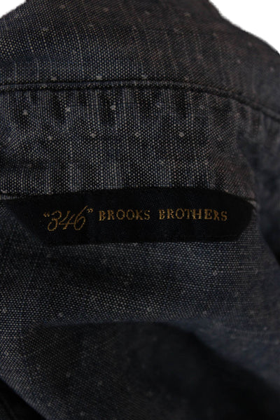 346 Brooks Brothers Women Collared Dark Blue Wool Long Sleeve Button-Up Size 6
