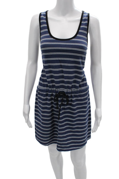 Lilla P Women Tank Dress Dark Blue Striped Cotton Mini Size S