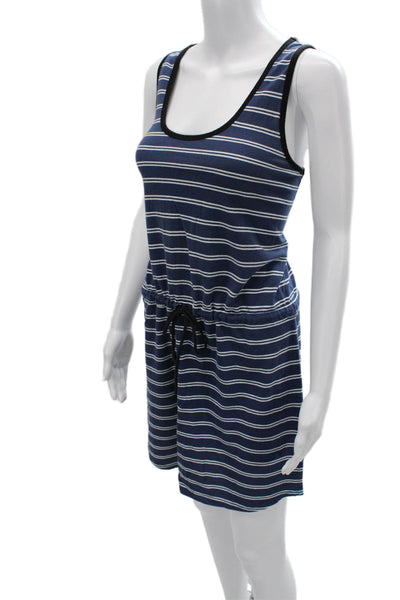 Lilla P Women Tank Dress Dark Blue Striped Cotton Mini Size S
