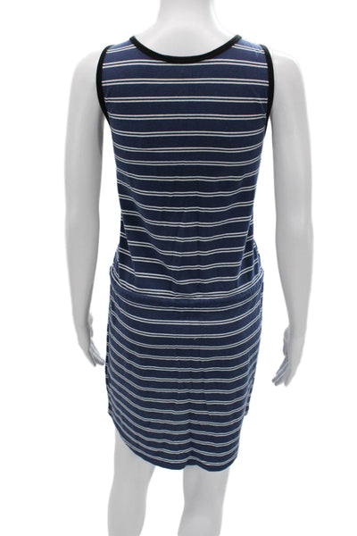 Lilla P Women Tank Dress Dark Blue Striped Cotton Mini Size S