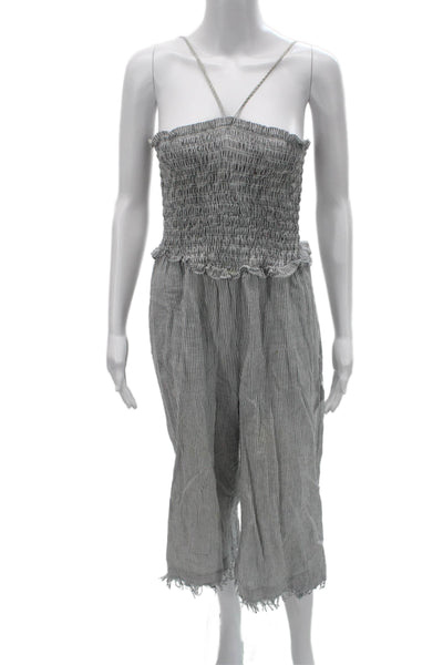 Greylin Anthropologie Womens Gray Striped Cotton Sleeveless Jumpsuit Size S