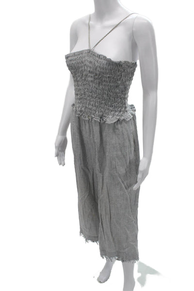 Greylin Anthropologie Womens Gray Striped Cotton Sleeveless Jumpsuit Size S