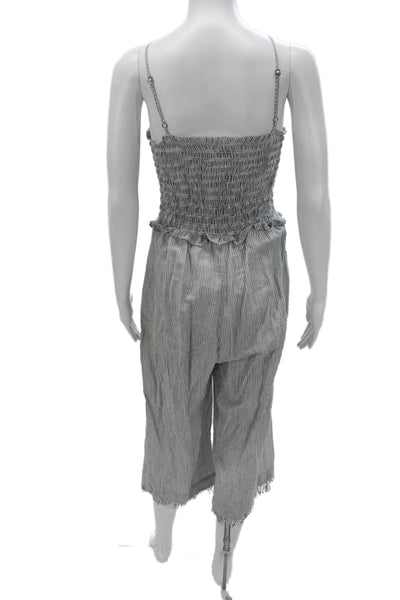 Greylin Anthropologie Womens Gray Striped Cotton Sleeveless Jumpsuit Size S