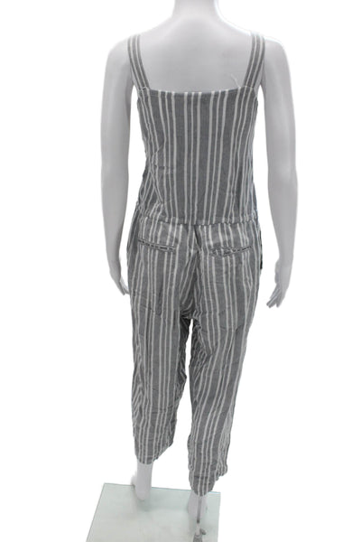 Rails Womens Sleeveless Striped Jumpsuit Gray Rayon Linen Size S