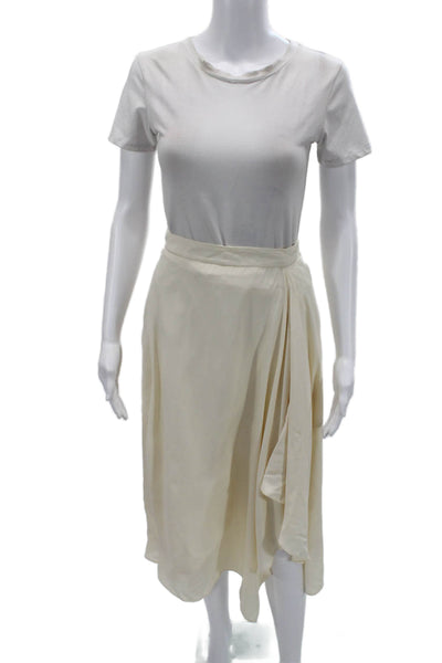 Halston Womens A-Line Wrap Skirt Beige Size 4