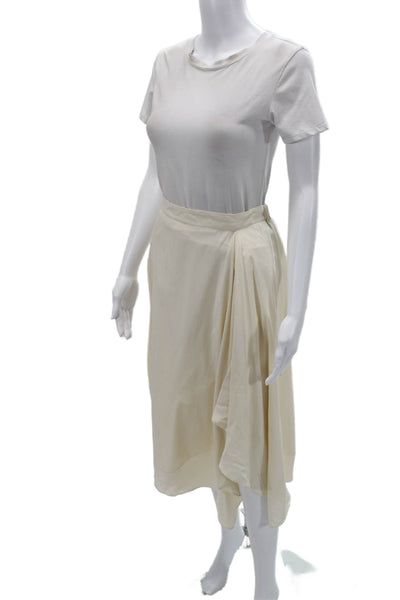 Halston Womens A-Line Wrap Skirt Beige Size 4