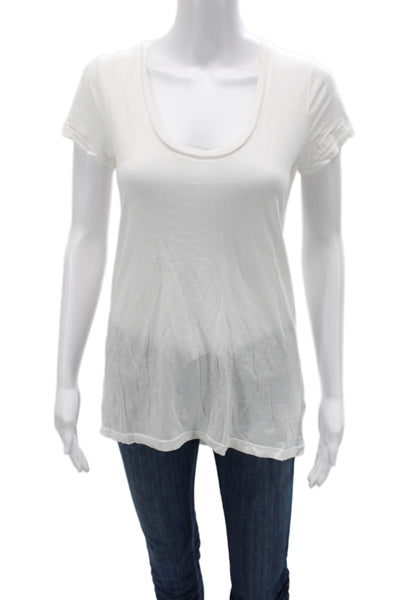 Splendid Womens Basic White Short Sleeve Round Neck T-Shirt Size S
