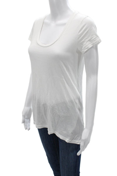 Splendid Womens Basic White Short Sleeve Round Neck T-Shirt Size S