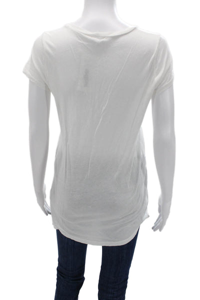 Splendid Womens Basic White Short Sleeve Round Neck T-Shirt Size S