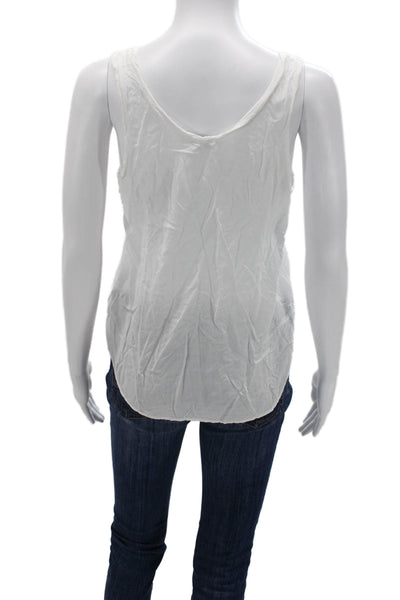 Splendid Women White Linen V-Neck Basic Tank Sleeveless Size S