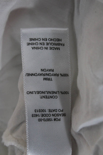 Splendid Women White Linen V-Neck Basic Tank Sleeveless Size S