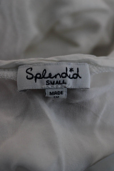 Splendid Women White Linen V-Neck Basic Tank Sleeveless Size S