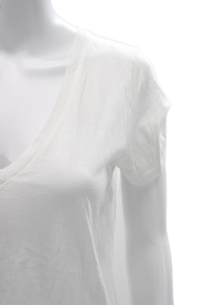 J Crew Women Basic V-Neck Short Sleeve T-Shirt White 100% Supima Cotton Size S