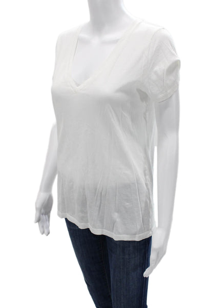 J Crew Women Basic V-Neck Short Sleeve T-Shirt White 100% Supima Cotton Size S