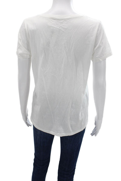 J Crew Women Basic V-Neck Short Sleeve T-Shirt White 100% Supima Cotton Size S