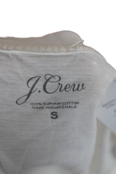 J Crew Women Basic V-Neck Short Sleeve T-Shirt White 100% Supima Cotton Size S