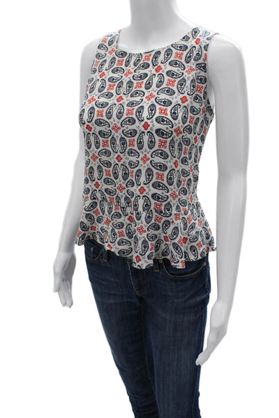 Madewell Women Sleeveless Paisley Tank White Round Neck Size S