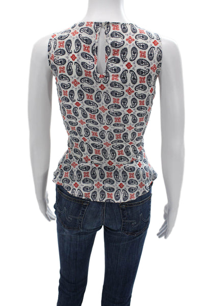 Madewell Women Sleeveless Paisley Tank White Round Neck Size S
