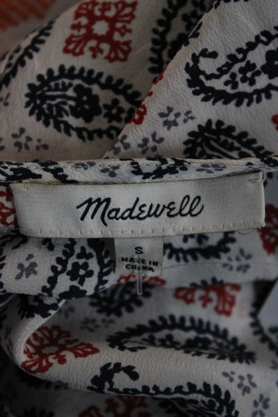Madewell Women Sleeveless Paisley Tank White Round Neck Size S