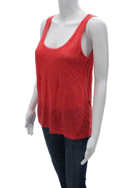 J Crew Women Basic Linen Tank Red Round Neck Size S
