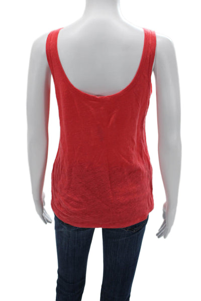 J Crew Women Basic Linen Tank Red Round Neck Size S