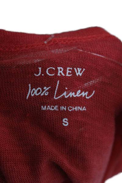 J Crew Women Basic Linen Tank Red Round Neck Size S