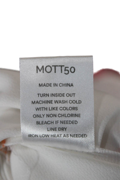 Mott 50 Women Kimono Sleeveless V-Neck Geometric White Polyester Size S