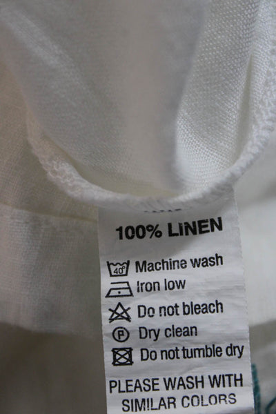 Haris Cotton Women Tunic White Linen Collared 3/4 Sleeve Size XS