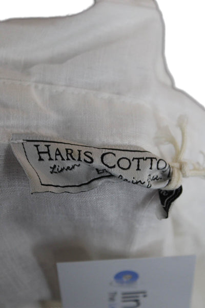 Haris Cotton Women Tunic White Linen Collared 3/4 Sleeve Size XS