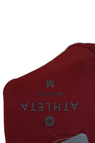 Athleta Women Tunic Hoodie V-Neck Long Sleeve Drawstring Red Size M