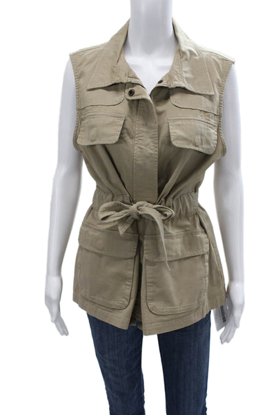 Sanctuary Women Military Vest Beige Collared Size L