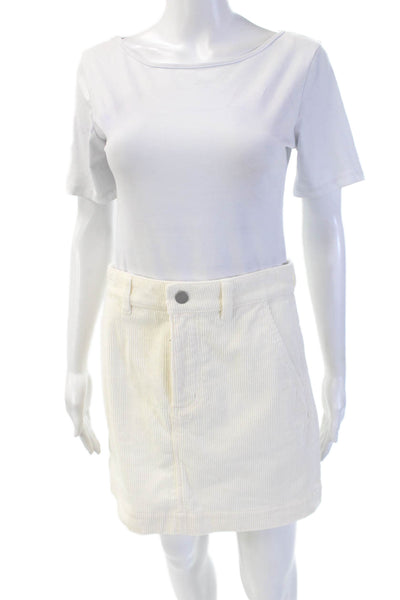 Everlane Women A-Line Mini Skirt White Cotton Blend Size 4