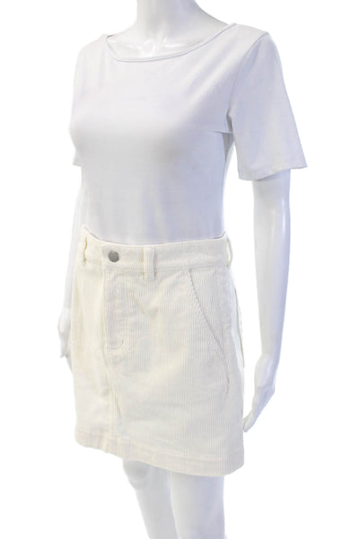 Everlane Women A-Line Mini Skirt White Cotton Blend Size 4