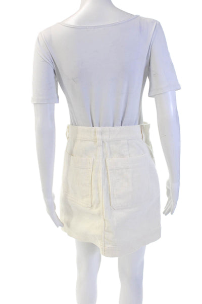 Everlane Women A-Line Mini Skirt White Cotton Blend Size 4