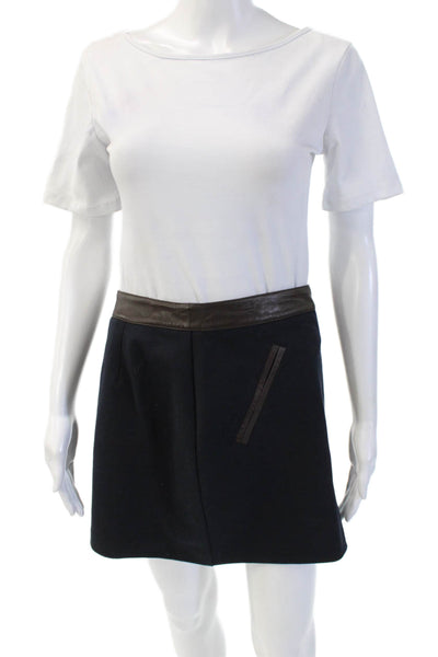 Club Monaco Womens A-Line Mini Skirt Dark Blue Viscose Blend Size 6