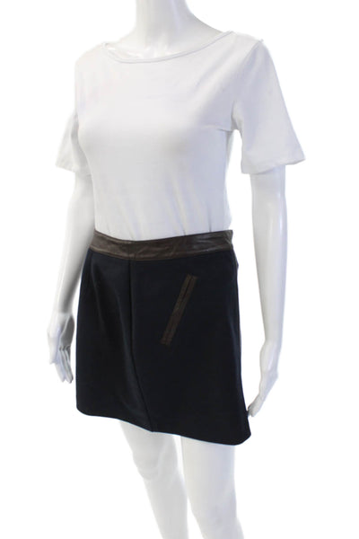 Club Monaco Womens A-Line Mini Skirt Dark Blue Viscose Blend Size 6